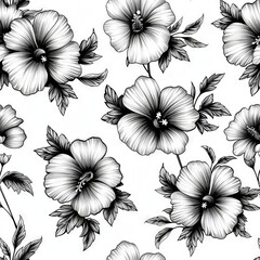 A pattern of flower in black and white. ai generated