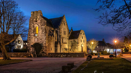 Fototapeta na wymiar Historic Donegal castle and church in Donegal 