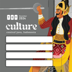 Creative layout idea with Indonesia dancer Beksan Wireng Dance Central Java Illustration