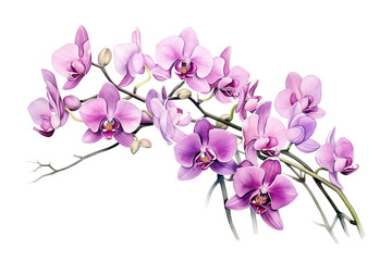 Fototapeta na wymiar Purple Orchid Watercolor Artwork