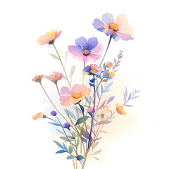 Obraz na płótnie Canvas Spring Watercolor Flowers