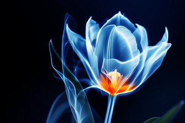 AI Generated Image. X-ray shot of the tulip flower