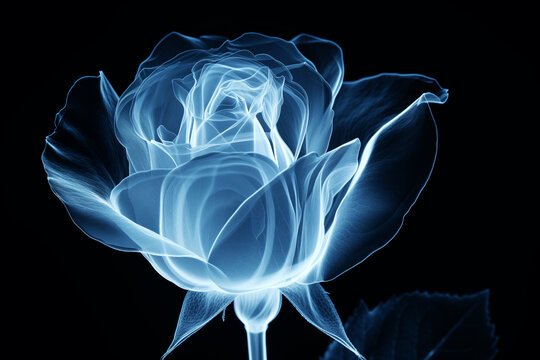 AI Generated Image. X-ray shot of the rose flower