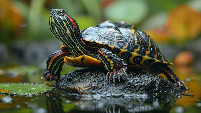 wildlife photography, authentic photo of a turtle in natural habitat, taken with telephoto lenses, for relaxing animal wallpaper and more