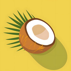 Coconut cartoon flat icon. Brazil. Vector illustration.