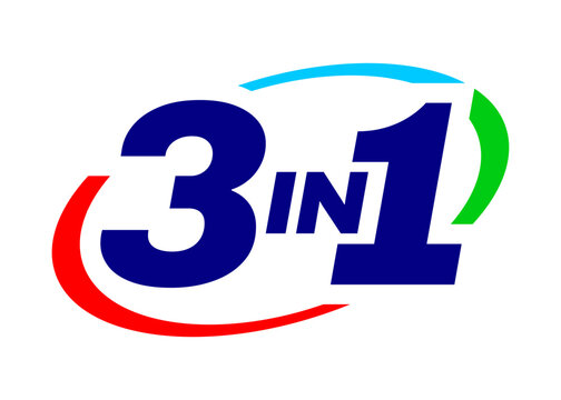 3in1 vector icon logo badge. 3 in 1 concept illustration for packaging.
