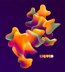 Colorful iridescent shapes. Set of 3d isolated holographic liquid bubbles.