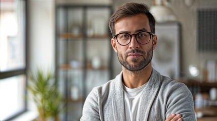 Obraz premium Middle-aged guy with eyeglasses 