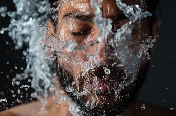 Fototapeta premium Man immersed in water splash
