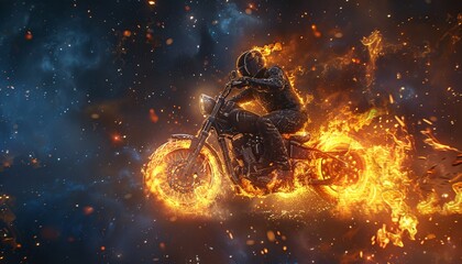 Riding the Fire A Motorcycle Rider in the Spotlight Generative AI