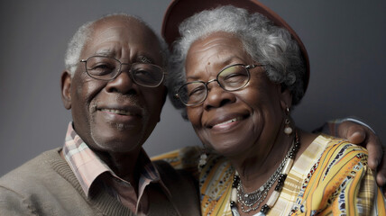 Black Afro American couple portrait, Generative AI