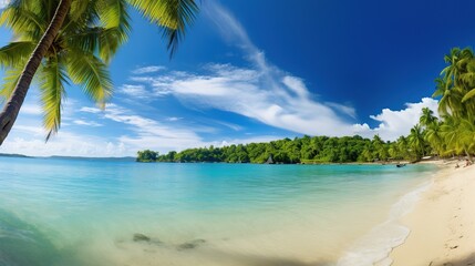 Obraz premium beach with palms and turquoise sea