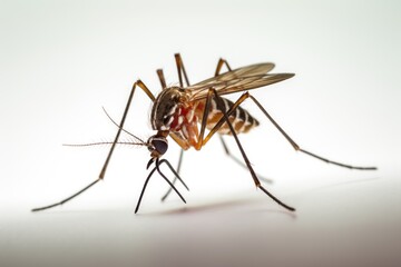 Close-up of Mosquito on human skin. 