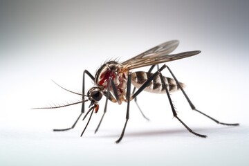 Close-up of Mosquito on human skin.  - obrazy, fototapety, plakaty