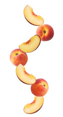 Flying peach and slices