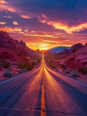 Endless Road Cutting Through Desert Landscape