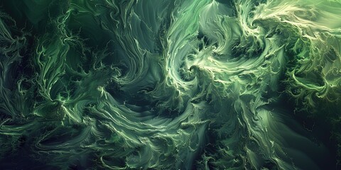 Abstraction, dark green waves, restless sea, background, wallpaper, template, decorative element.