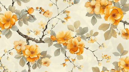 Vector image of a facile floral design with an abstract ditsy print with branches of old native flowers and space, Generative AI. - obrazy, fototapety, plakaty