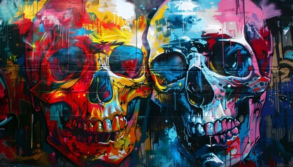Graffiti Art Skulls and Bones Generative AI
