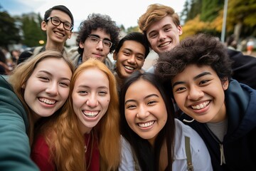 Fototapeta premium Group of international students having fun 