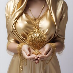 Gilded Grace: Adorning Elegance with Gold Jewelry in Lady's Hands