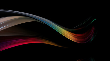 Néon effet flou, vague en mouvement, multicolore, holographique, arc-en-ciel, sur fond noir. Pour conception et création graphique, bannière
