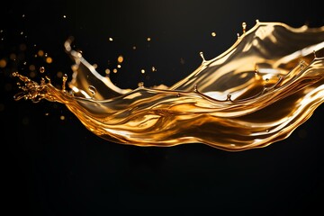 A close-up shot capturing the moment of a golden oil splash, creating a visually striking and luxurious graphic element.