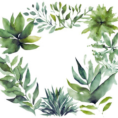Fototapeta na wymiar watercolor plants in the center of the image - 1