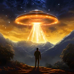 Foto op Canvas Otherworldly Encounter: A Spine-chilling Depiction of Alien Abduction © Nellie