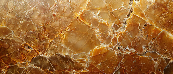A rich, golden brown marble texture with intricate cracks creating a web of natural designs and...