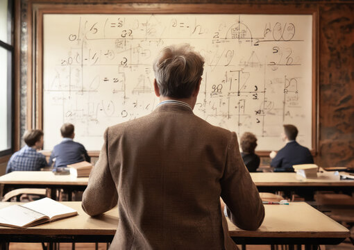 Enseignant vu de dos dans sa classe