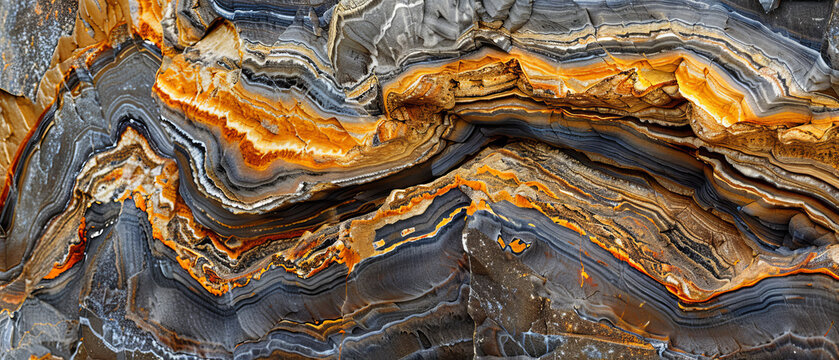 High-resolution image capturing the swirling layers and vibrant colors of stratified rock formations