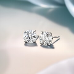 Luminary Love: Showcasing the Radiance of Diamond Stud Earrings Against a Glimmering Backdrop