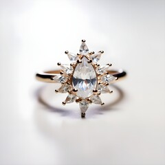 Ethereal Allure: The Mystical Mirage Diamond Cluster Ring, Adorning a Clean Canvas of Elegance