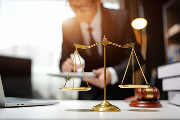 Lawyers having  Concepts of  Legal services at the law office