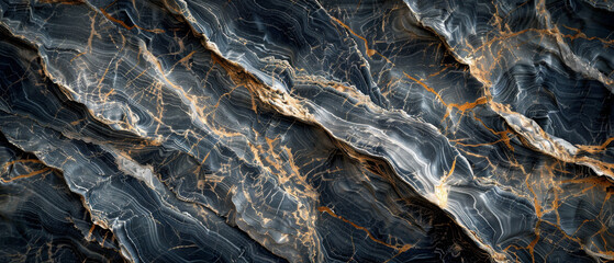 High-resolution image showcasing beautiful deep blue and gold marble veins creating an elegant pattern