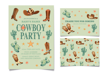 Wild west Birthday party invitation template.