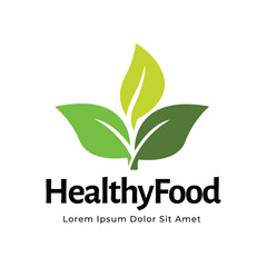 healthy food logo design with leaf elements.  Organic food vector design