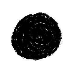 Circle grunge stamp. A circular background of black ink drawn by hand with a brush.