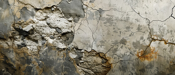 An image that captures the decay and the passing of time through the weathered surface and cracks of an old wall