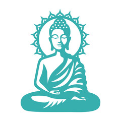 Silhouette of Buddha sitting in meditation. Buddhism symbol vector illustration. Sleeping Buddha.
