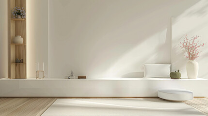 Wall-Mounted TV Cabinet with Stylish Living Room Decor Against a White Backdrop