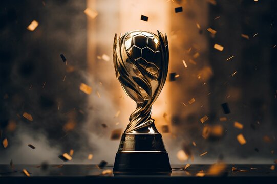 An HD capture of a sports graphics resource featuring a gold abstract trophy, symbolizing the essence of victory in the Women's World Cup.