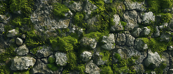 Vivid green moss thriving on a rugged stone surface showcases nature’s resilience in a macro environment