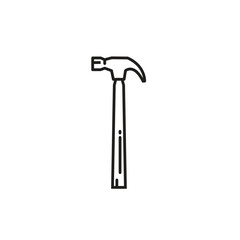 Vintage retro hipster lineart hammer. Carpentry tools silhouette icons on white background