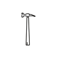 Vintage retro hipster lineart hammer. Carpentry tools silhouette icons on white background