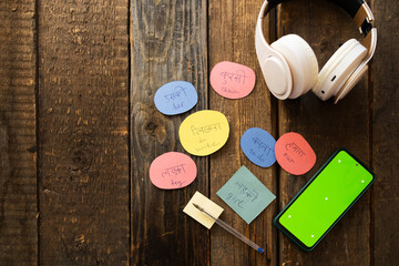 Online Hindi language classes mobile app mockup.