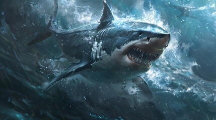 Shark Week - A Shark's Jaw Closing on a Fish Generative AI - obrazy, fototapety, plakaty