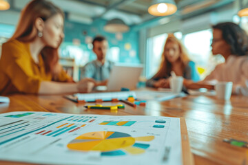 A group of marketing professionals strategizing a campaign in the meeting room together
