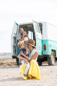 Family Bonding Time in Retro-styled Van